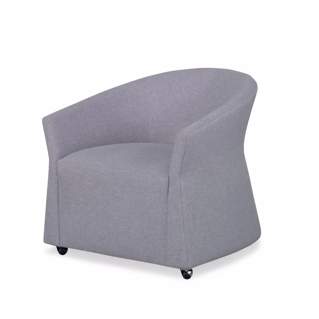 Modern gray armchair on casters