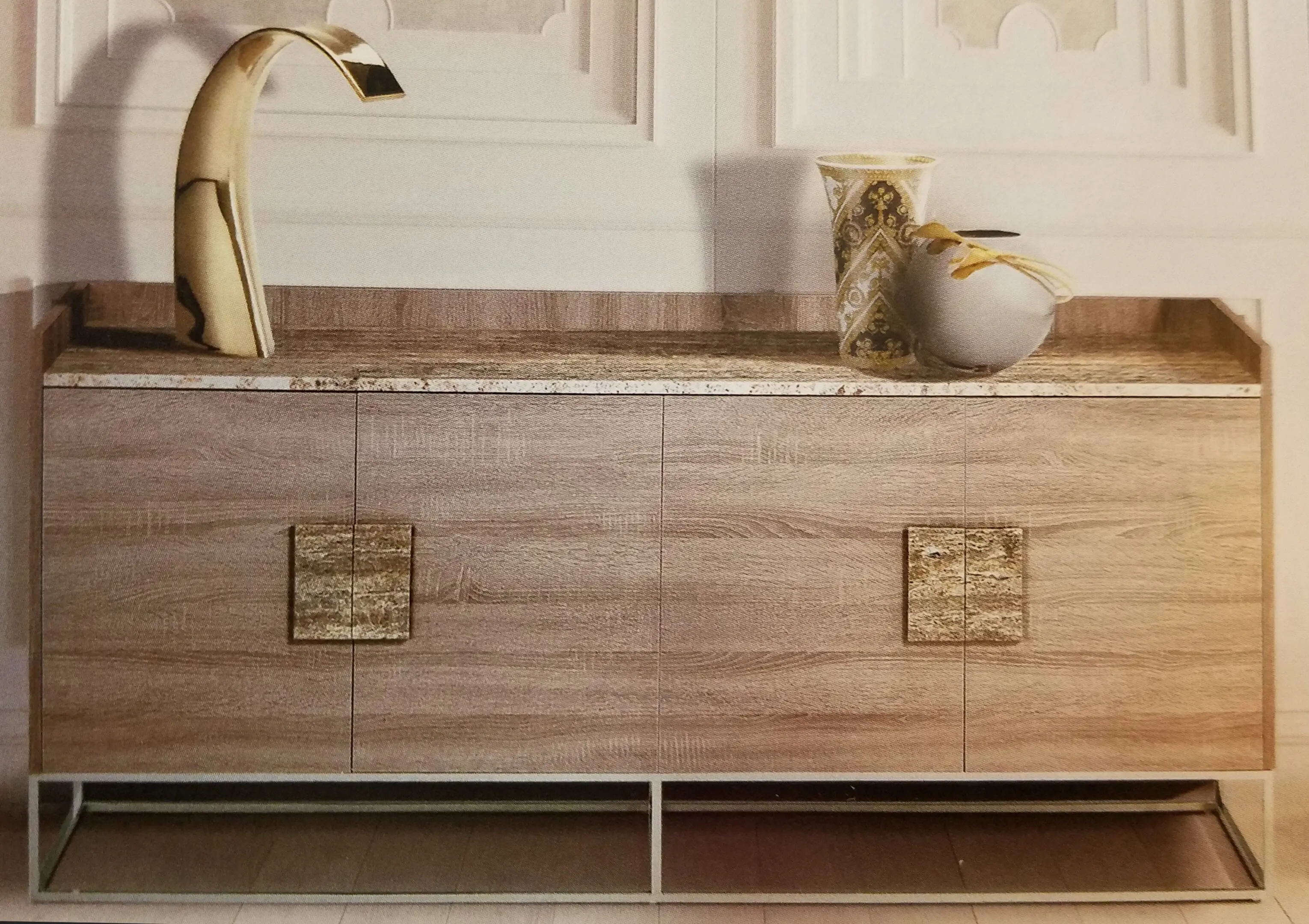 Stylish wooden cabinet in minimalist design