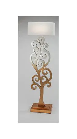 Ornate lamp with square shade