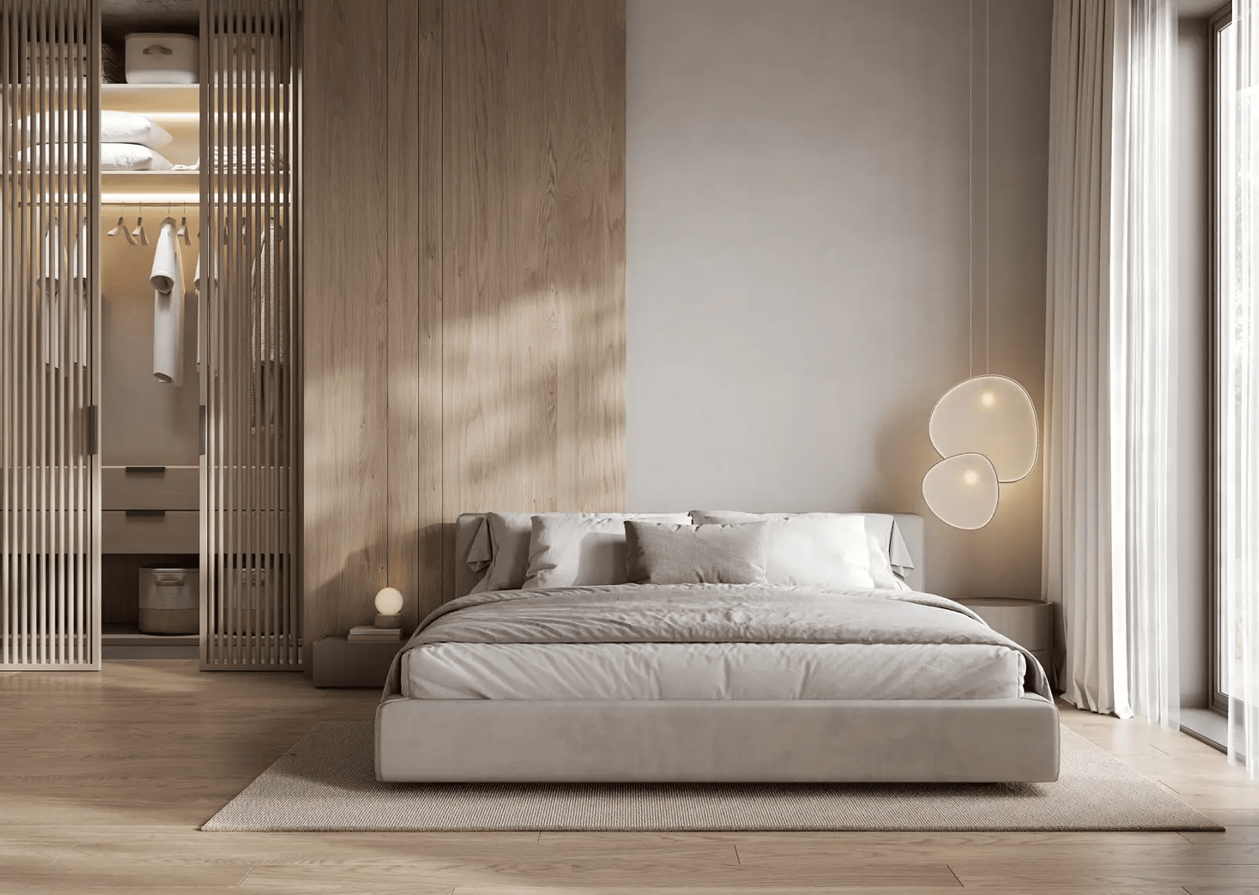 Minimalist bedroom with neutral tones