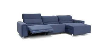 Blue sectional sofa with recliner