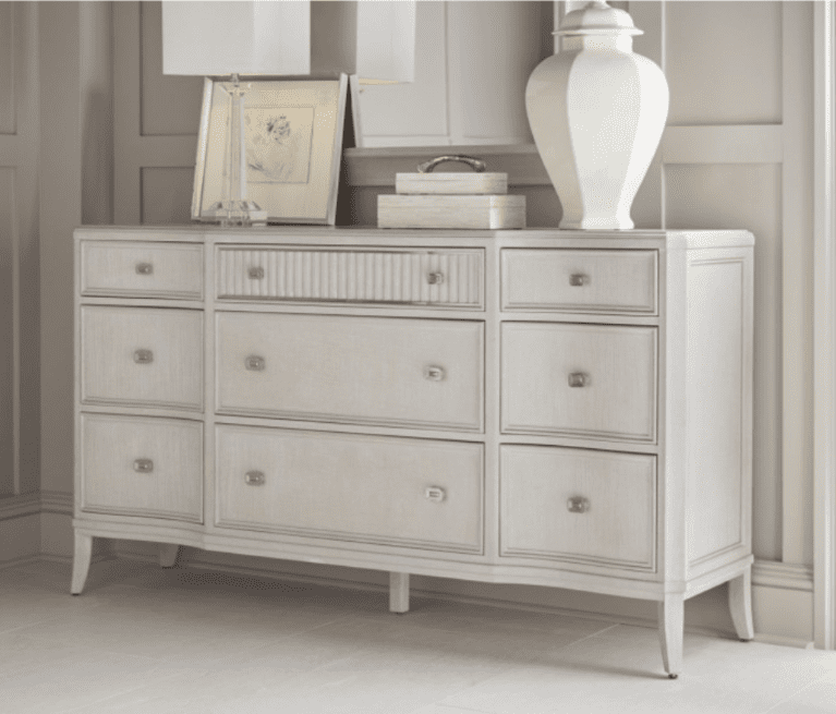 Elegant white dresser with decorative items