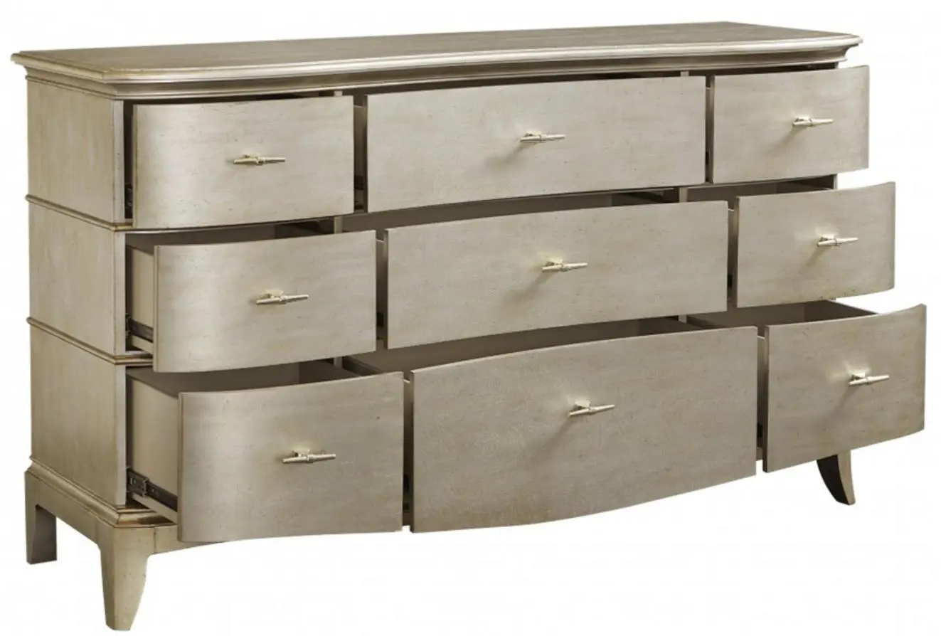 Stylish silver dresser with handles