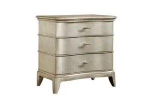 Elegant three-drawer chest with metallic finish