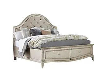 Luxurious bed with tufted headboard