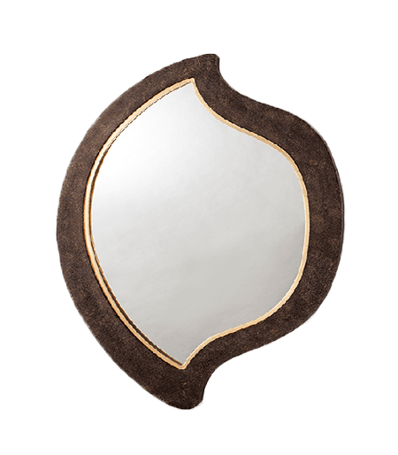 Decorative mirror featuring gold accents