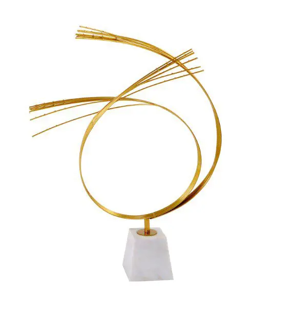 Modern art piece with curved metal lines