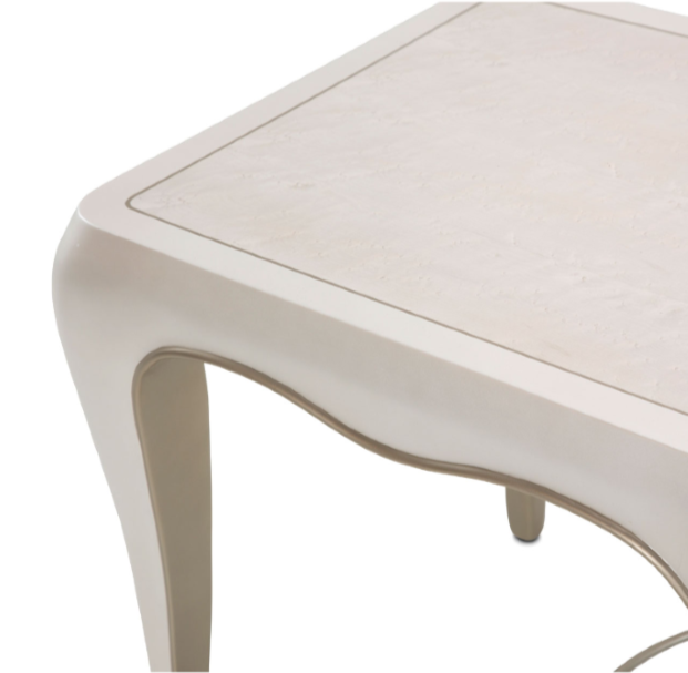 Beige table with curved edges