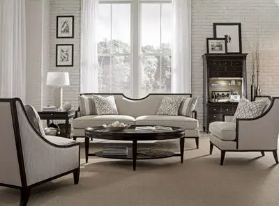 Elegant living room with neutral furniture