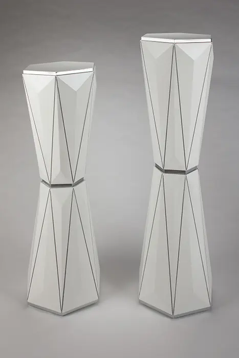 Modern faceted towers with angular design