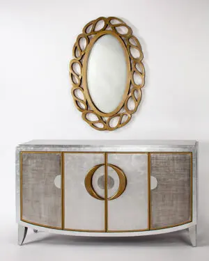 Stylish furniture with oval mirror