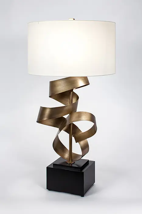 Contemporary lamp with white shade