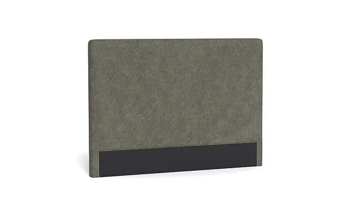 Gray fabric headboard with black accent