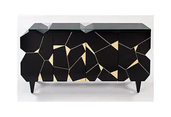 Contemporary cabinet with angular patterns