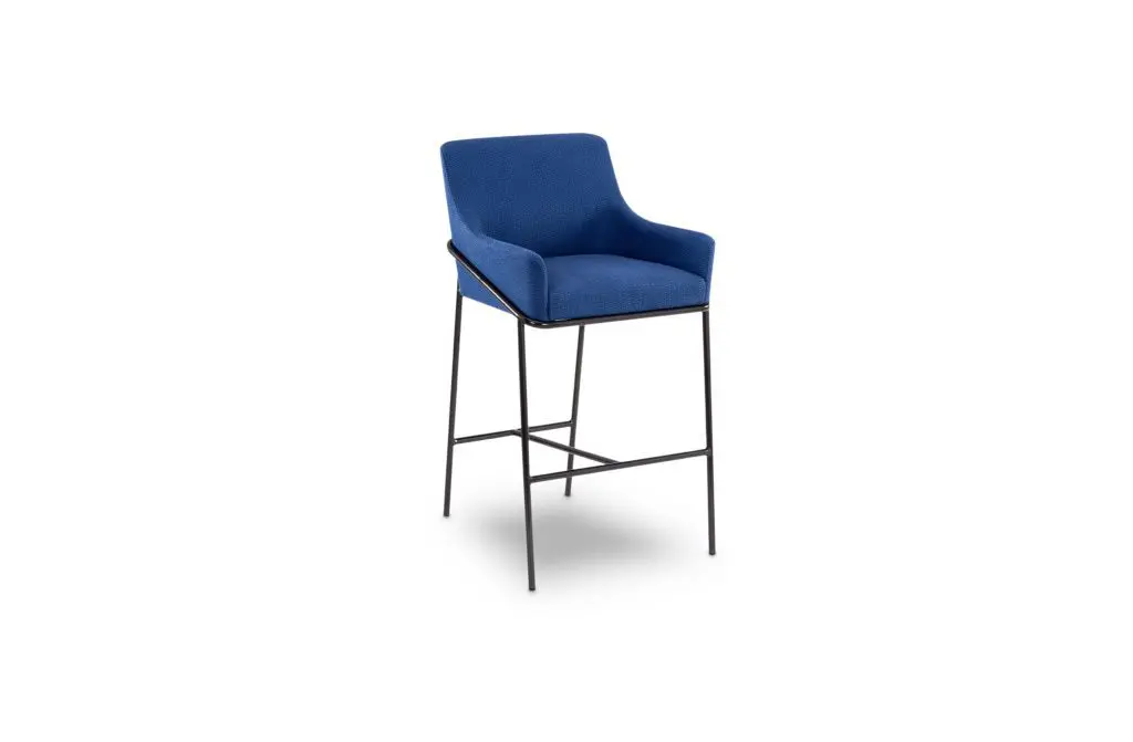 Blue bar stool with metal legs
