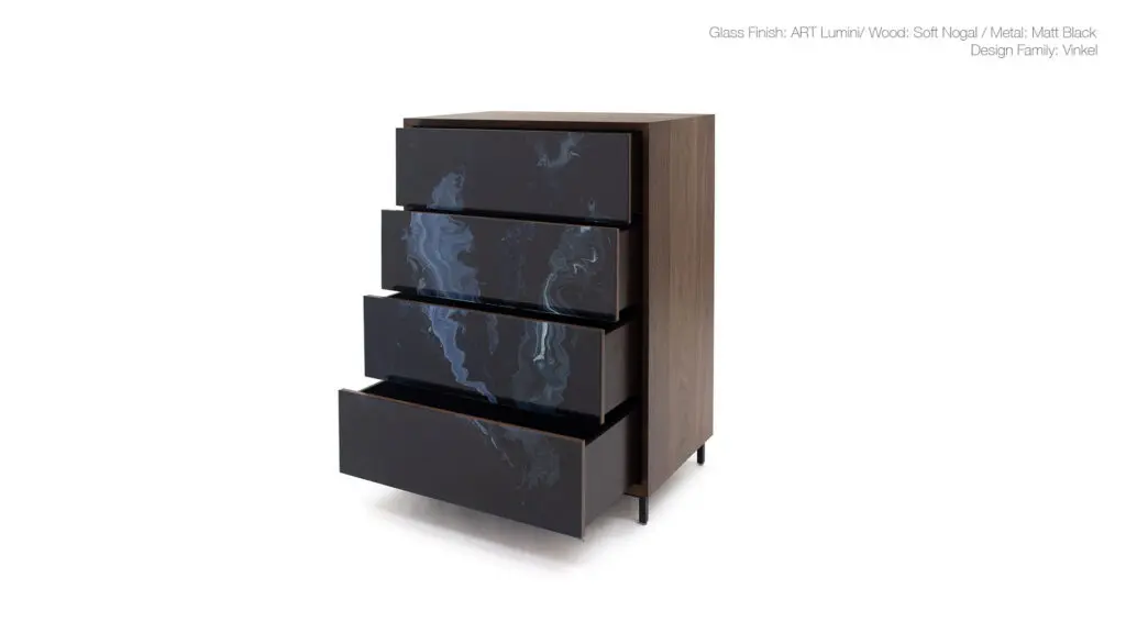 Black and wood chest of drawers