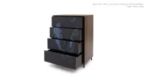 Black and wood chest of drawers