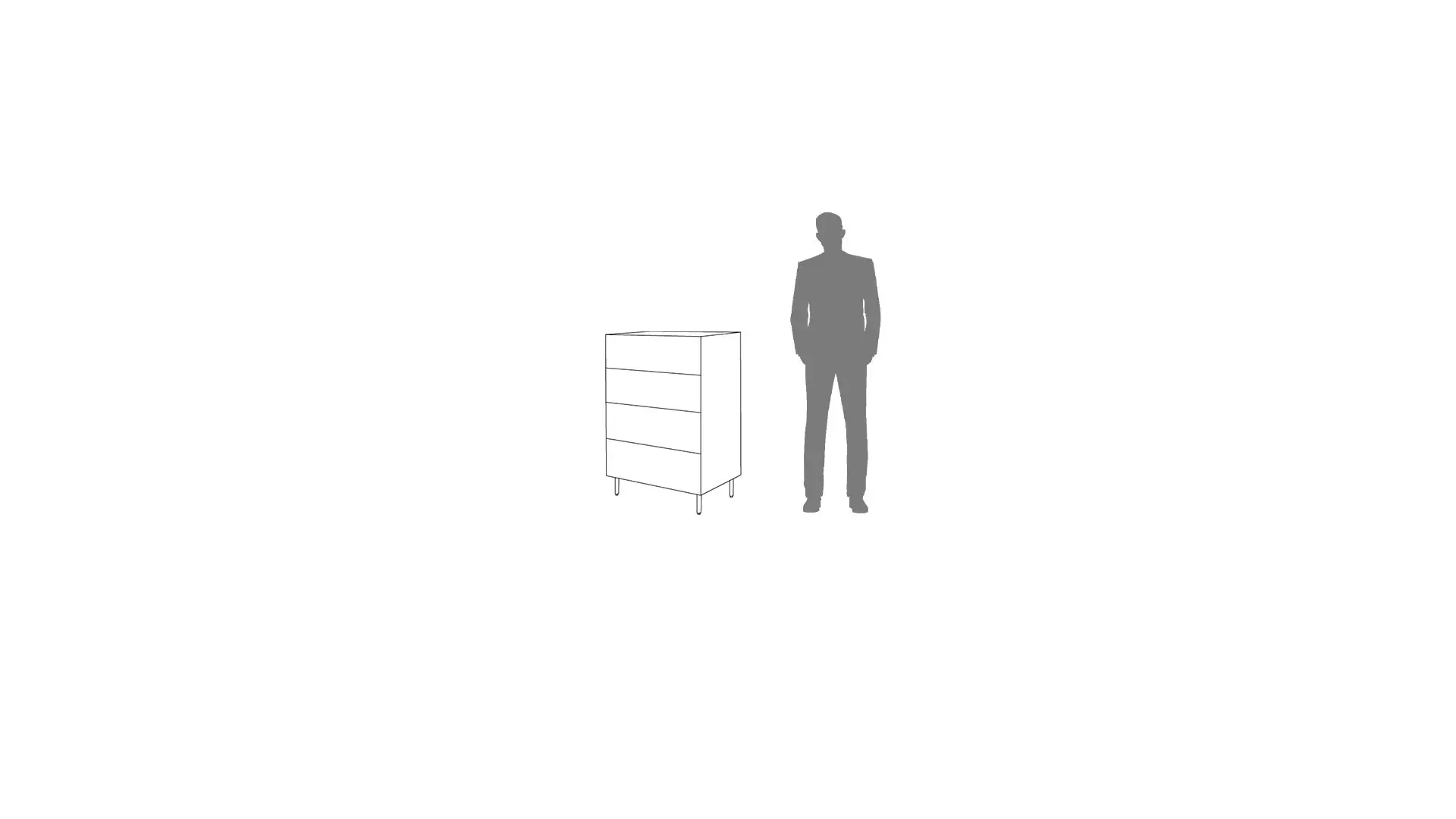 Silhouette beside a tall dresser