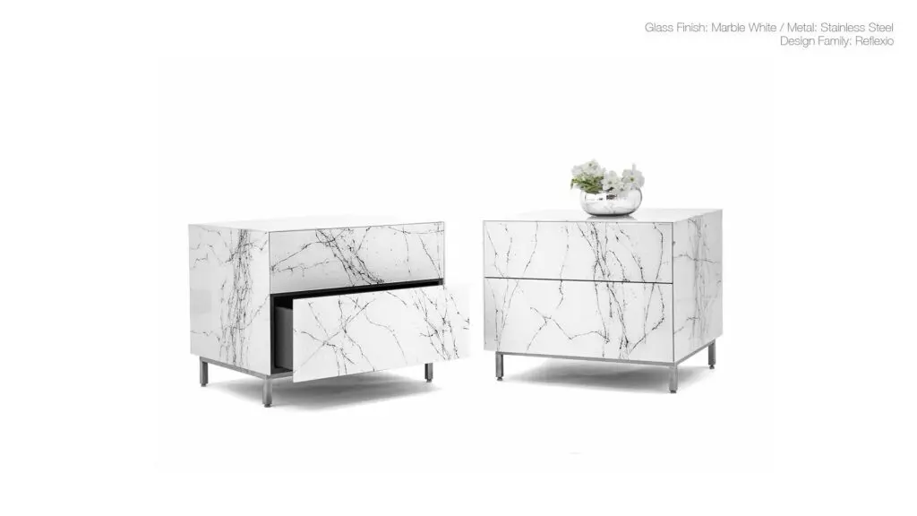 Marble-patterned modern nightstands with drawers