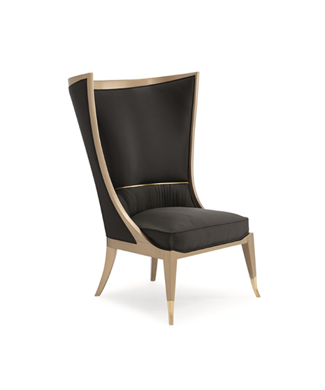 Modern high-back chair with wooden frame