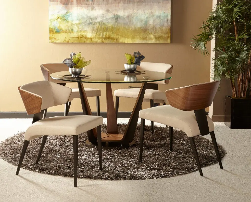 Elegant dining set with artwork backdrop