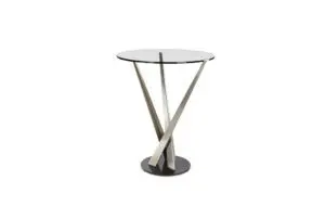 Modern glass table with metal legs