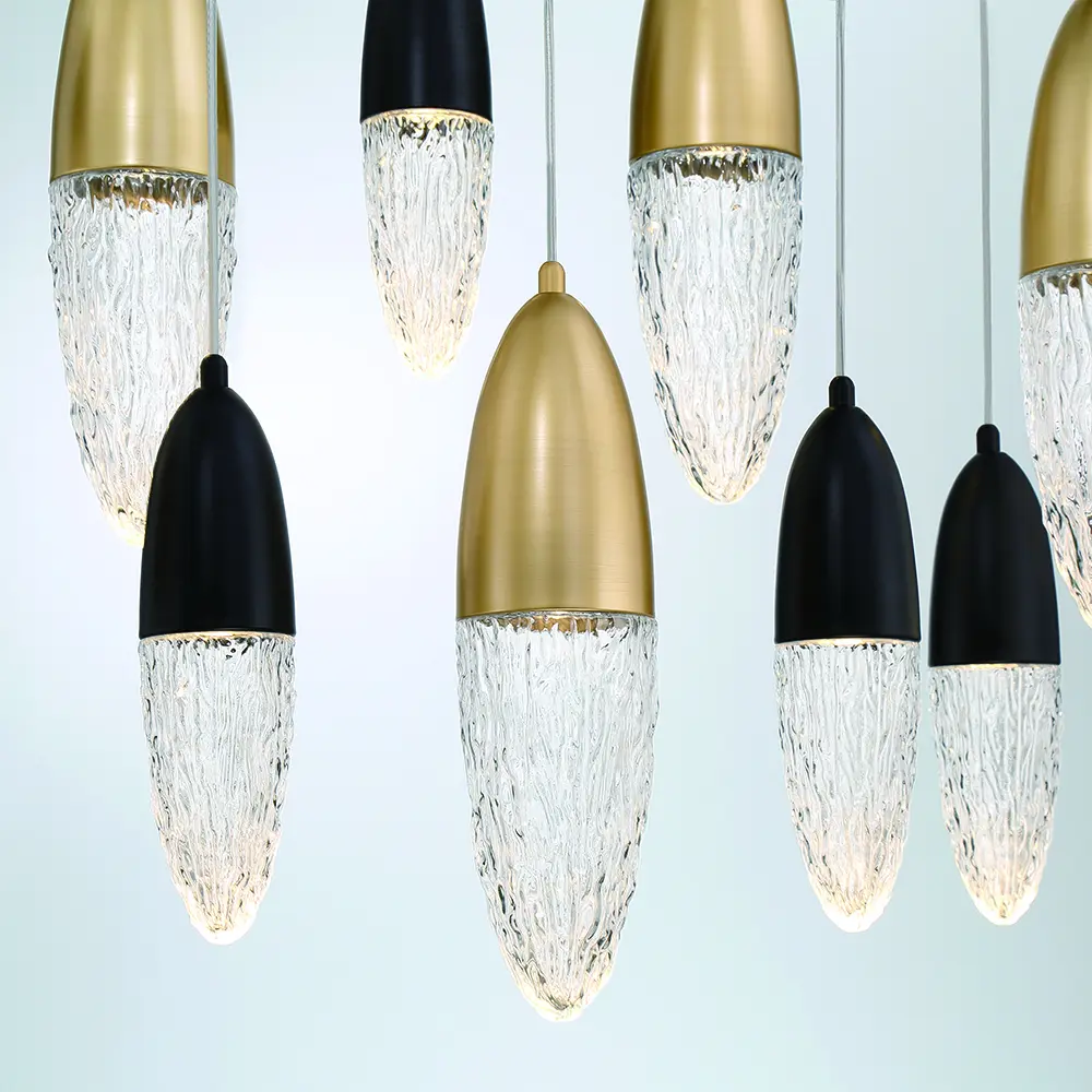 Contemporary lighting design with black and gold