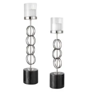 Elegant metal and glass candle stands