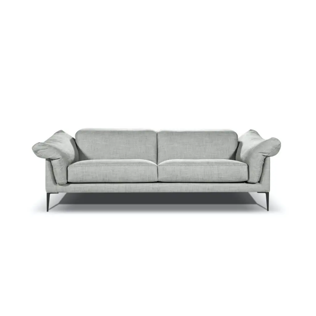 Gray modern sofa with metal legs