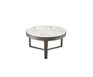Modern round table with white marble top