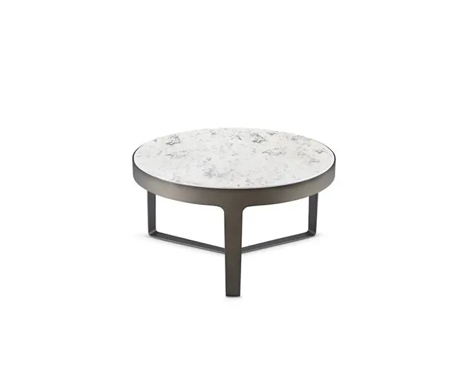 Modern round table with white marble top