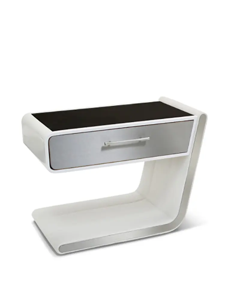 Contemporary nightstand with metallic accents