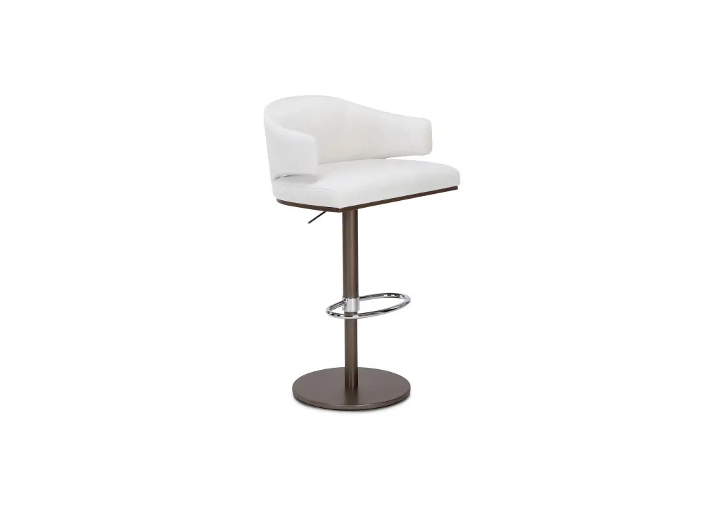 Contemporary white stool with footrest