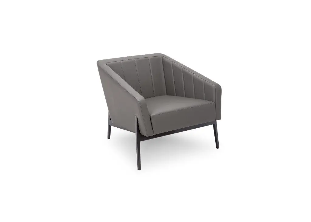 Gray modern armchair with metal legs