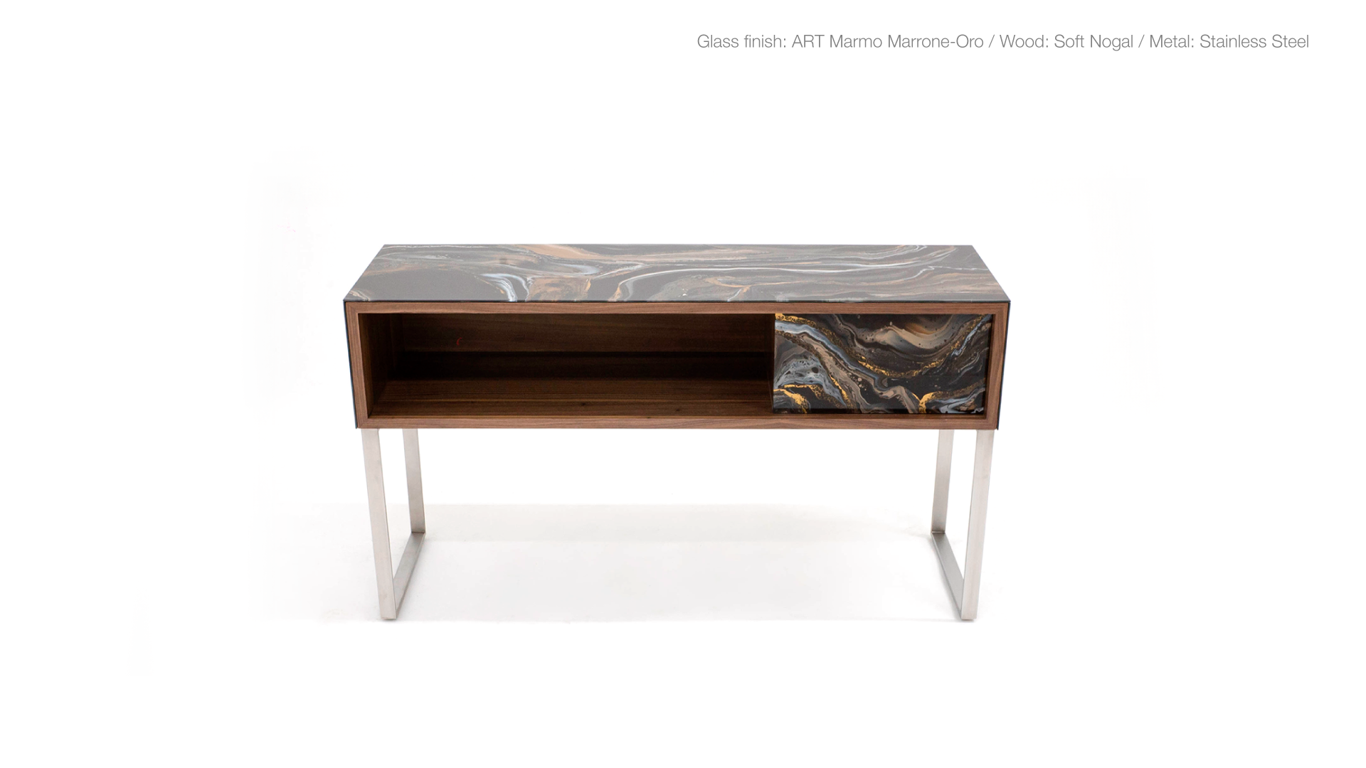 Modern marble-top console table with stainless steel legs