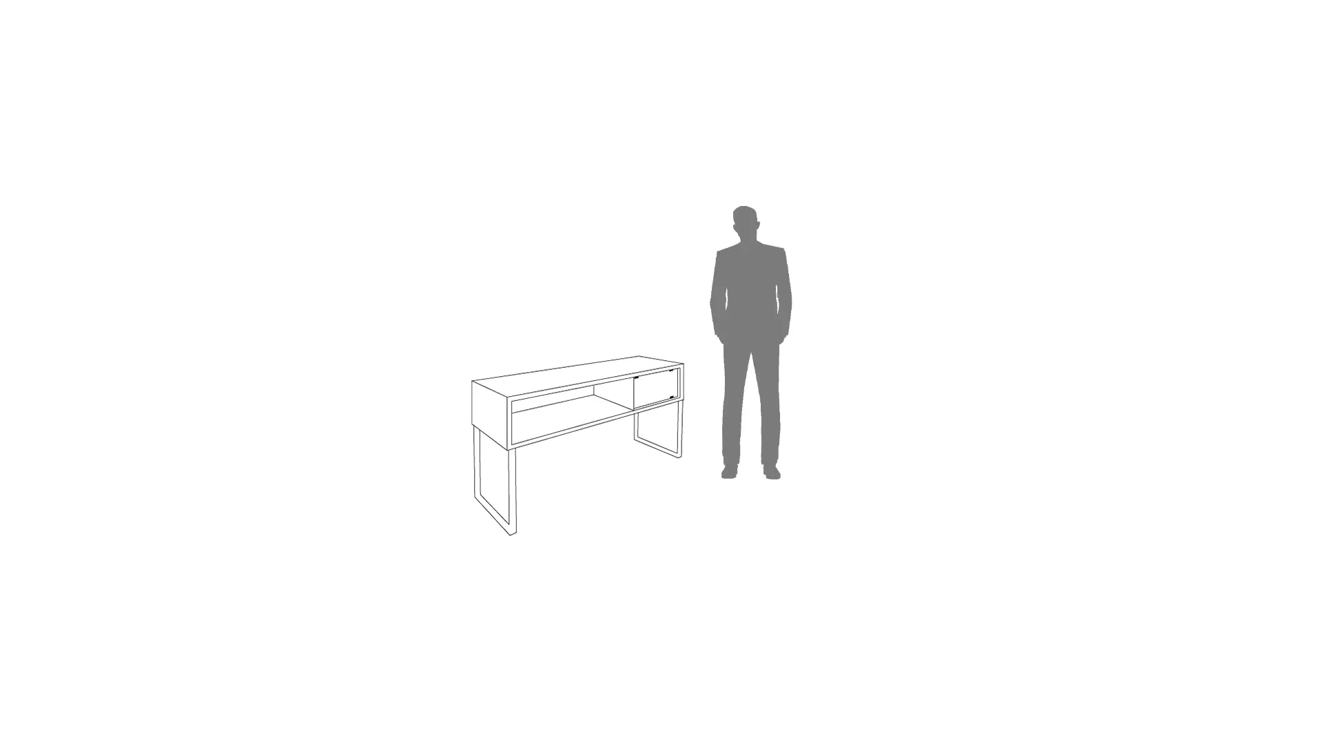 Desk with standing person silhouette