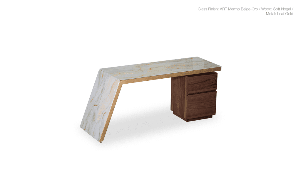 Contemporary desk featuring marble and wood