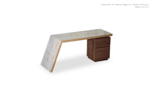Contemporary desk featuring marble and wood