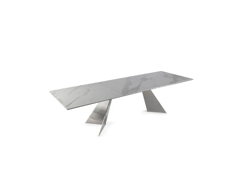 Modern rectangular marble table with metal legs