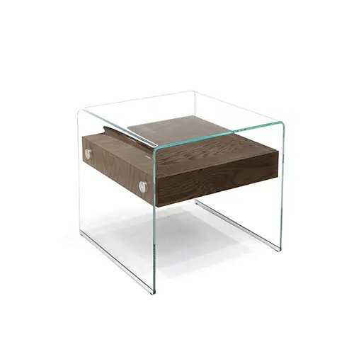Modern glass and wood side table