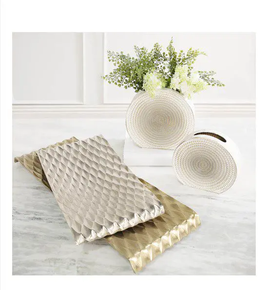 Elegant textured silver and gold trays