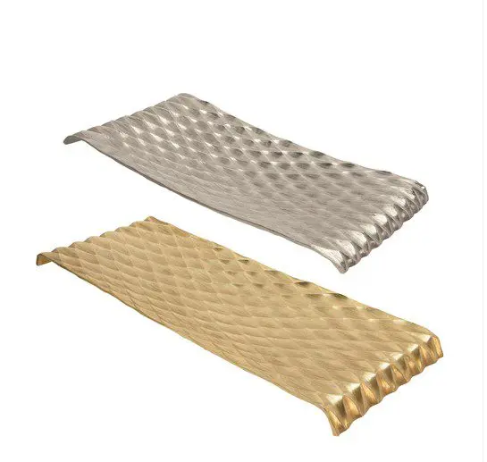 Silver and gold textured metal sheets