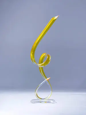 Abstract yellow glass sculpture design