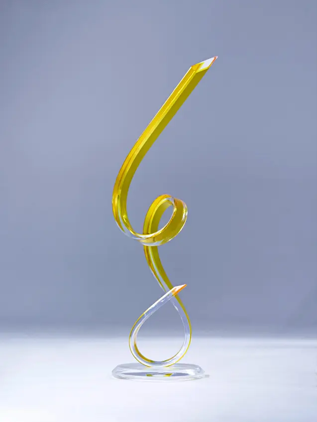 Abstract yellow glass sculpture design