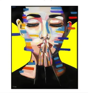 Artistic portrait with closed eyes and colors
