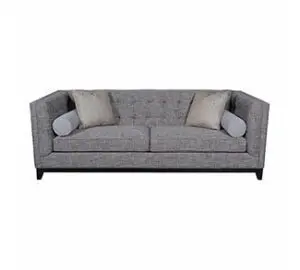 Gray modern sofa with accent pillows