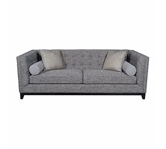 Gray modern sofa with accent pillows