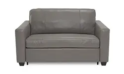Gray leather loveseat with armrests