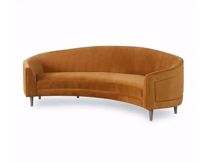 Modern brown velvet curved sofa