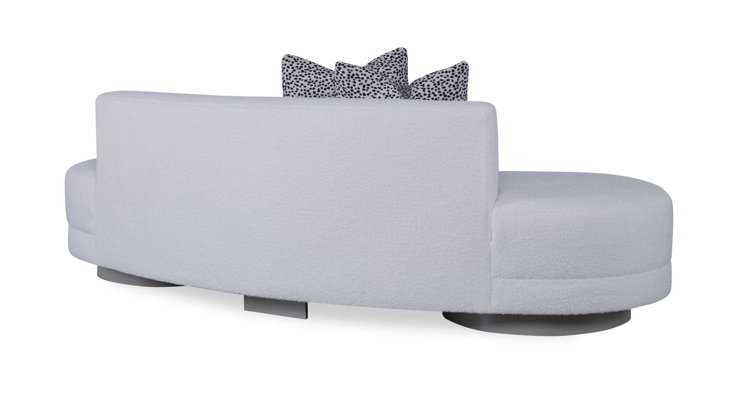 Modern white curved sofa with cushions